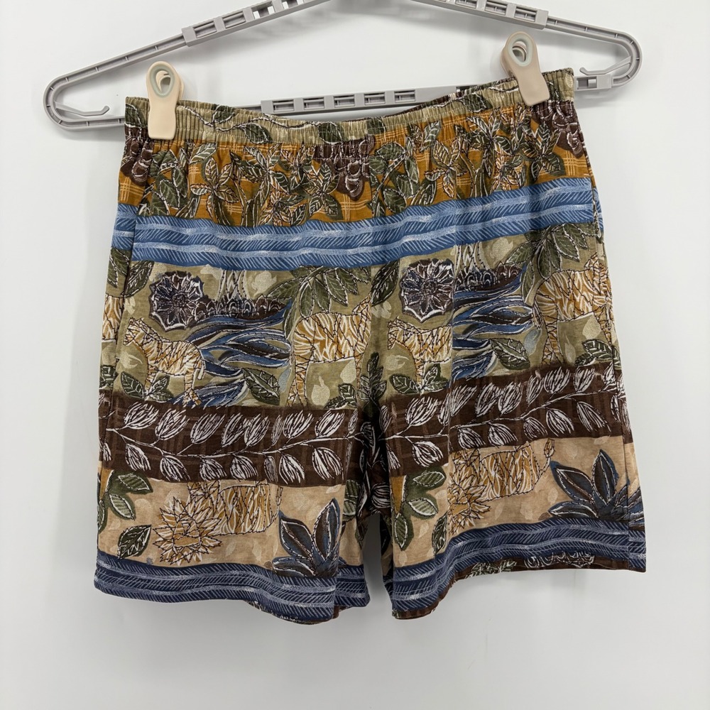 Katelyn Rose Womens 2X Brown Safari Zebra Print High Waist Elastic Shorts‎ USA